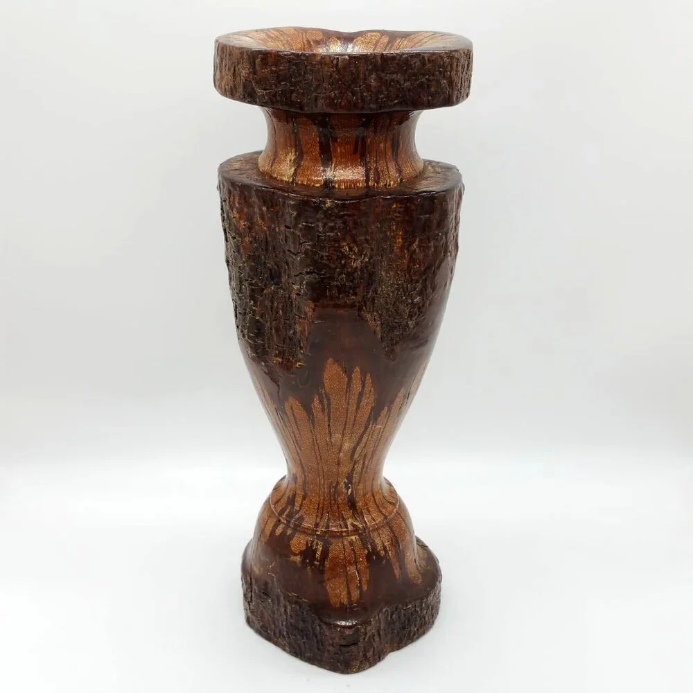 3 Vintage Chrysanthemum Wood Candle Stick Holders, Ikebana Vases, Decor